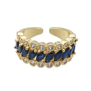Copper Ring Pave Zircon Blue Gold Plated, approx 10mm, 18mm dia [FN32121]