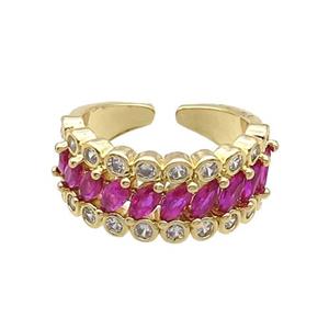 Copper Ring Pave Zircon Hotpink Gold Plated, approx 10mm, 18mm dia [FN32123]