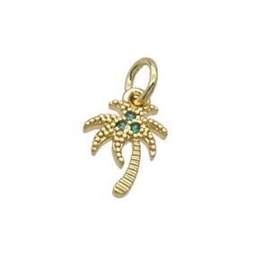 Copper Coconut Tree Pendant Pave Zircon Gold Plated, approx 8-10mm [FN32125]