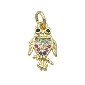 Copper Parrot Pendant Pave Zircon Bird Gold Plated, approx 8-13mm [FN32126]