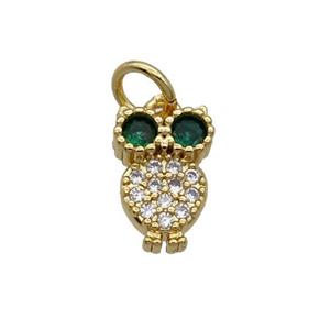 Copper Owl Pendant Pave Zircon Bird Gold Plated, approx 7-10mm [FN32128]