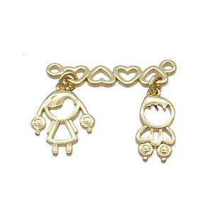Copper Kids Pendant Heart Gold Plated, approx 7-13mm, 10-13mm, 20mm [FN32129]