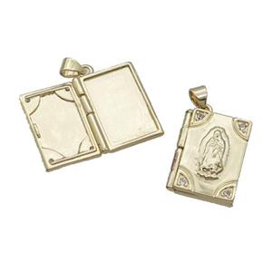 Copper Locket Pendant Jesus Rectangle Gold Plated, approx 15-20mm [FN32135]
