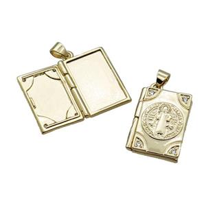 Copper Locket Pendant Jesus Rectangle Gold Plated, approx 15-20mm [FN32136]