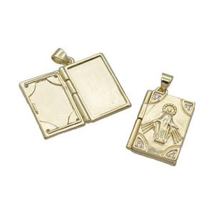 Copper Locket Pendant Virgin Mary Rectangle Gold Plated, approx 15-20mm [FN32137]
