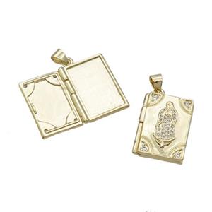 Copper Locket Pendant Virgin Mary Rectangle Gold Plated, approx 15-20mm [FN32138]