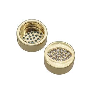 Copper Button Beads Pave Zircon Eye Gold Plated, approx 11mm dia [FN32157]