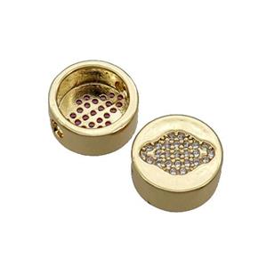 Copper Button Beads Pave Zircon Planet Gold Plated, approx 11mm dia [FN32175]