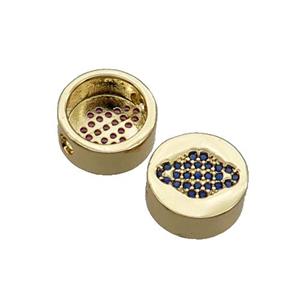Copper Button Beads Pave Blue Zircon Planet Gold Plated, approx 11mm dia [FN32176]