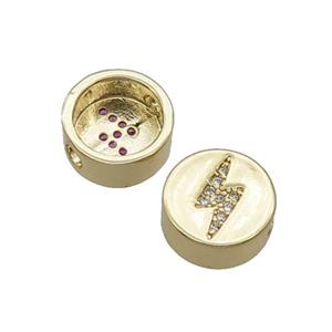Copper Button Beads Pave Zircon Lightning Gold Plated, approx 11mm dia [FN32181]