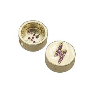 Copper Button Beads Pave Pink Zircon Lightning Gold Plated, approx 11mm dia [FN32185]