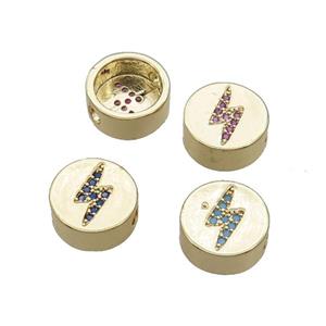 Copper Button Beads Pave Zircon Lightning Gold Plated Mixed, approx 11mm dia [FN32186]