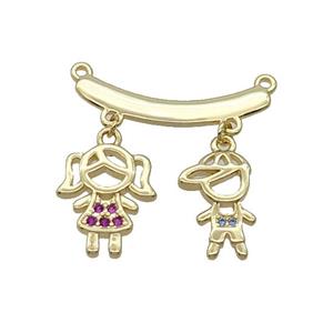 Copper Kids Pendant Pave Zircon Gold Plated, approx 10-16mm, 13-16mm, 28mm [FN32209]