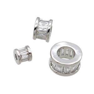 Copper Heishi Spacer Beads Pave Zircon Platinum Plated, approx 6mm, 2.8mm hole [FN32262-6MM]