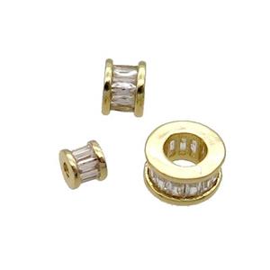 Copper Heishi Spacer Beads Pave Zircon Gold Plated, approx 4mm [FN32263-4MM]