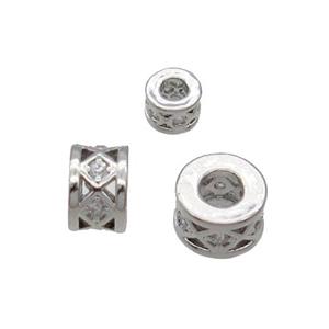 Copper Heishi Beads Pave Zircon Platinum Plated, approx 4mm [FN32272-4MM]
