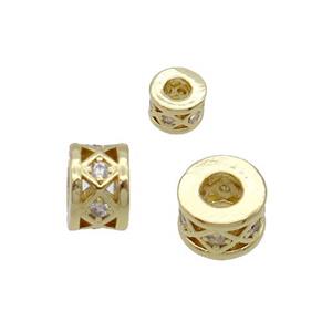 Copper Heishi Beads Pave Zircon Gold Plated, approx 4mm [FN32273-4MM]