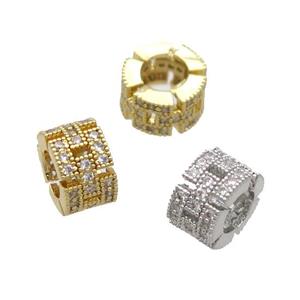 Copper Heishi Beads Pave Zircon Large Hole Mixed, approx 8mm, 4mm hole [FN32276]