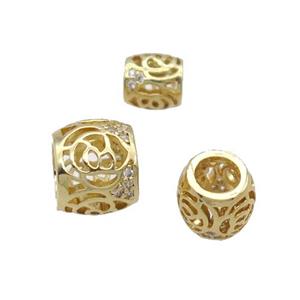Copper Rondelle Beads Pave Zircon Large Hole Gold Plated, approx 6mm, 3mm hole [FN32281-6MM]