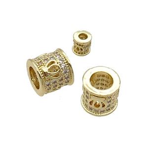 Copper Tube Beads Pave Zircon Large Hole Gold Plated, approx 4mm [FN32283-4MM]