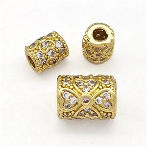 Copper Tube Beads Pave Zircon Gold Plated, approx 4x6mm [FN32287-4MM]