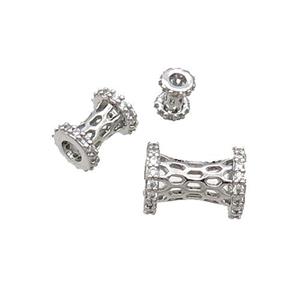 Copper Tube Beads Pave Zircon Platinum Plated, approx 8.5-12mm [FN32290-L]