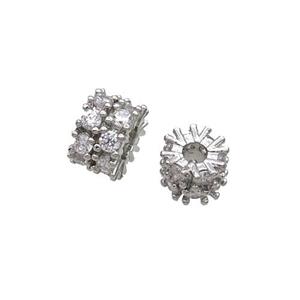 Copper Heishi Beads Pave Zircon Platinum Plated, approx 8mm, 3mm hole [FN32294-8MM]