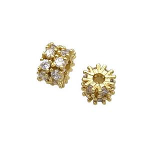 Copper Heishi Beads Pave Zircon Gold Plated, approx 8mm, 3mm hole [FN32295-8MM]