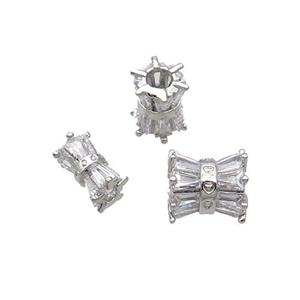 Copper Tube Beads Pave Zircon Platinum Plated, approx 8mm, 4mm hole [FN32302-L]