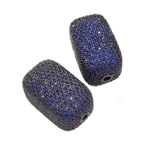 Copper Cuboid Beads Pave Blue Zircon Black Plated, approx 13-22mm [FN32304]