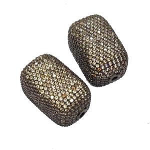 Copper Cuboid Beads Pave Champagne Zircon Black Plated, approx 13-22mm [FN32305]