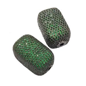 Copper Cuboid Beads Pave Green Zircon Black Plated, approx 13-22mm [FN32306]