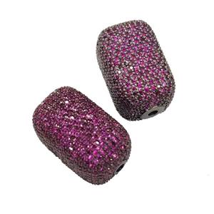 Copper Cuboid Beads Pave Hotpink Zircon Black Plated, approx 13-22mm [FN32307]