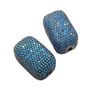 Copper Cuboid Beads Pave Turq Zircon Black Plated, approx 13-22mm [FN32309]