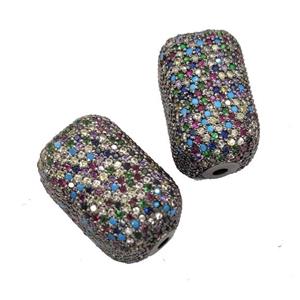 Copper Cuboid Beads Pave Mulitcolor Zircon Black Plated, approx 13-22mm [FN32310]