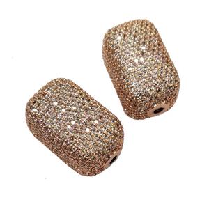 Copper Cuboid Beads Pave Zircon Rose Gold, approx 13-22mm [FN32313]