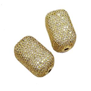 Copper Cuboid Beads Pave Zircon Gold Plated, approx 13-22mm [FN32315]