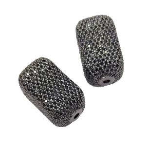Copper Cuboid Beads Pave Black Zircon Black Plated, approx 13-22mm [FN32316]