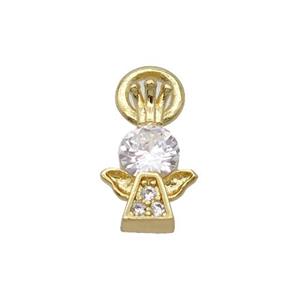 Copper Angel Pendant Pave Zircon Gold Plated, approx 7-11mm [FN32322]