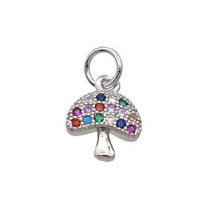 Copper Mushroom Pendant Pave Zircon Platinum Plated, approx 9mm [FN32329]
