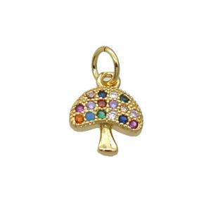 Copper Mushroom Pendant Pave Zircon Gold Plated, approx 9mm [FN32330]