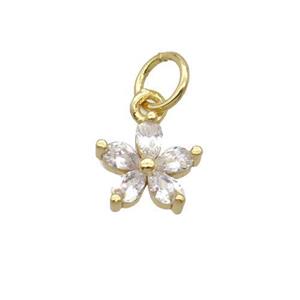 Copper Flower Pendant Pave Zircon Gold Plated, approx 8mm [FN32337]