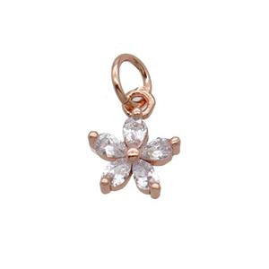 Copper Flower Pendant Pave Zircon Rose Gold, approx 8mm [FN32338]