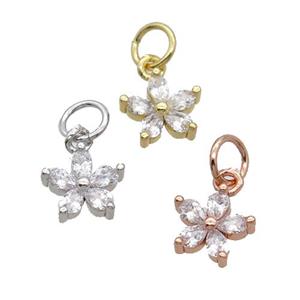 Copper Flower Pendant Pave Zircon Mixed, approx 8mm [FN32339]