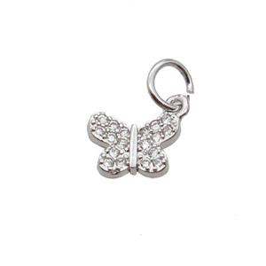 Copper Butterfly Pendant Pave Zircon Platinum Plated, approx 6-8mm [FN32340]
