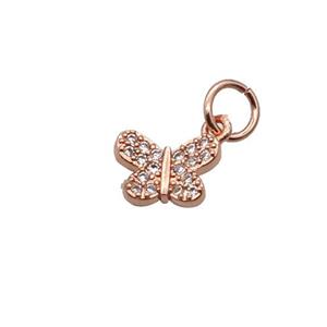 Copper Butterfly Pendant Pave Zircon Rose Gold, approx 6-8mm [FN32342]
