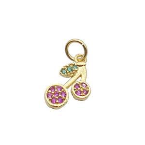 Copper Strawberry Pendant Pave Zircon Gold Plated, approx 7-11mm [FN32345]