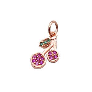 Copper Strawberry Pendant Pave Zircon Rose Gold, approx 7-11mm [FN32346]