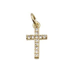 Copper Cross Pendant Pave Zircon Gold Plated, approx 7-11mm [FN32349]