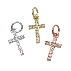 Copper Cross Pendant Pave Zircon Mix, approx 7-11mm [FN32351]